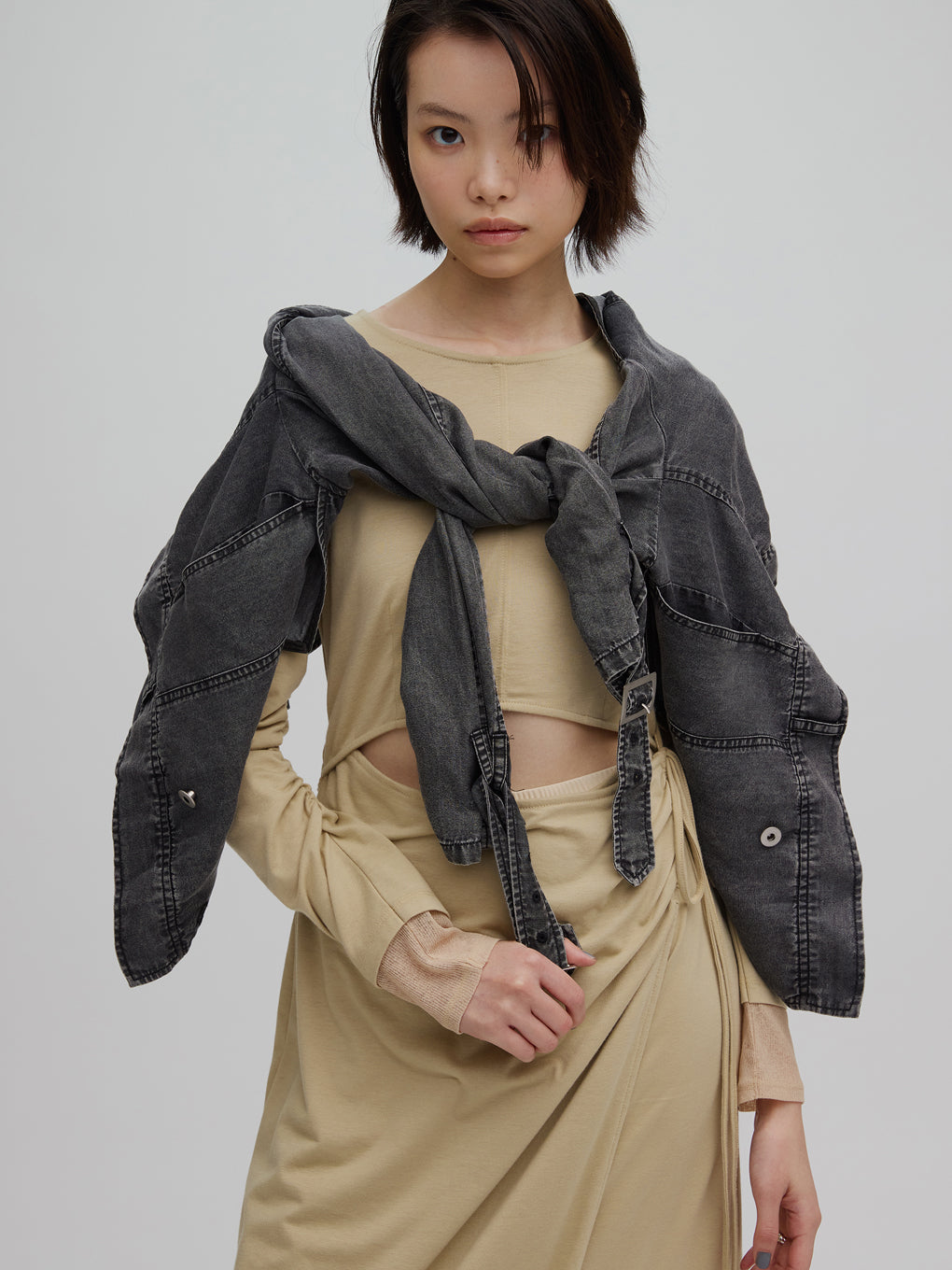 TENCEL DENIM SHORT TRENCH COAT