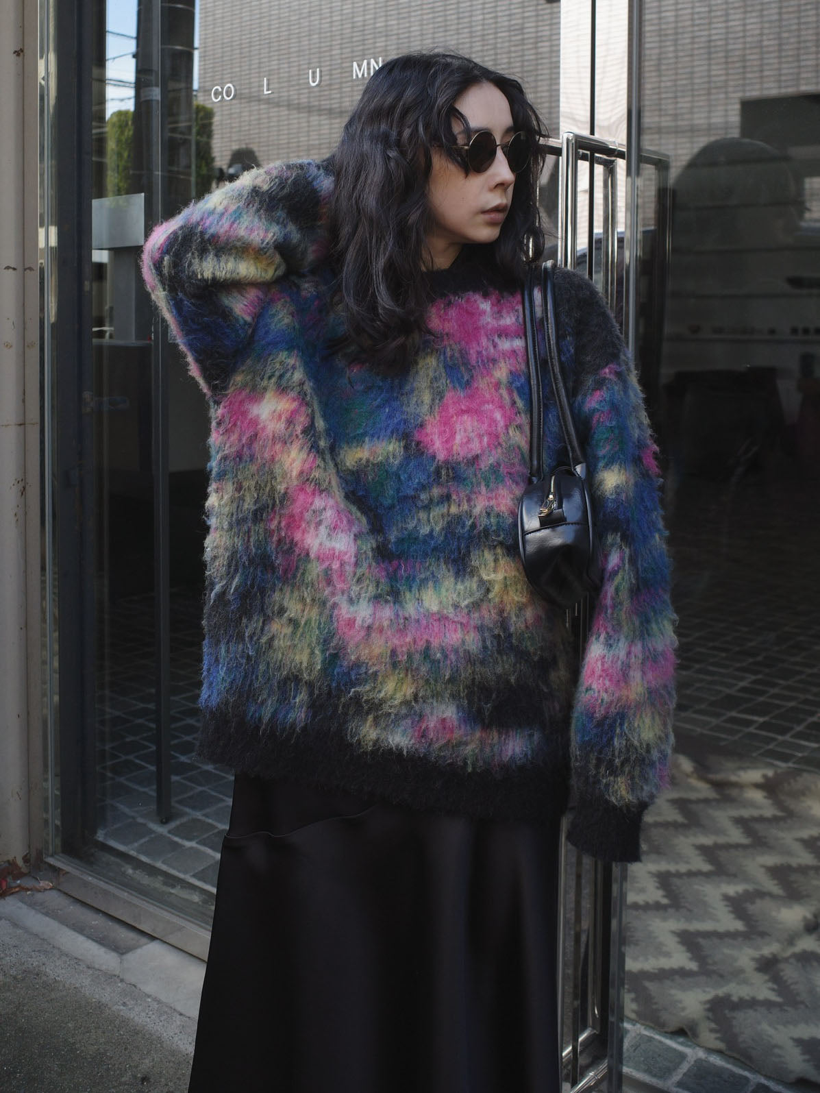 WILTED FLOWER MOHAIR JACQUARD KNIT TOP
