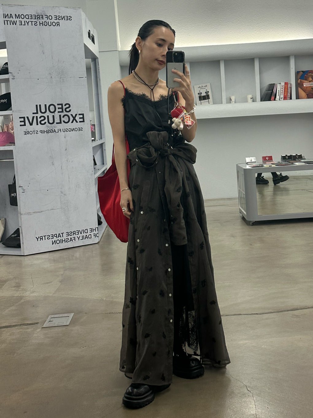 DOT FLOWER VEIL DRESS