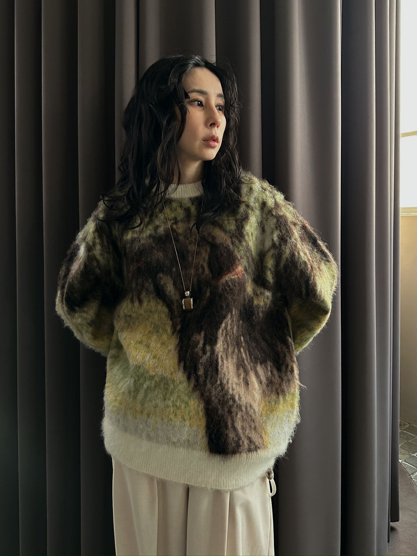 DOG MOHAIR JACQUARD KNIT TOP