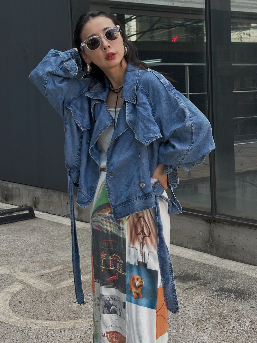 TENCEL DENIM SHORT TRENCH COAT