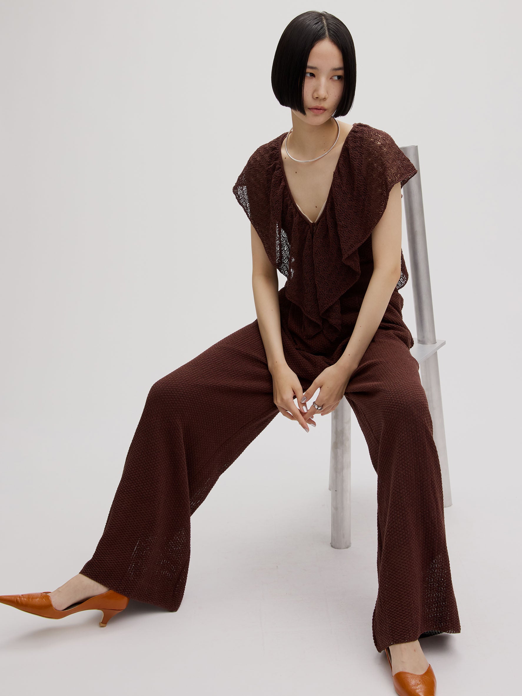 MEDI RUFFLE KNIT ROMPERS
