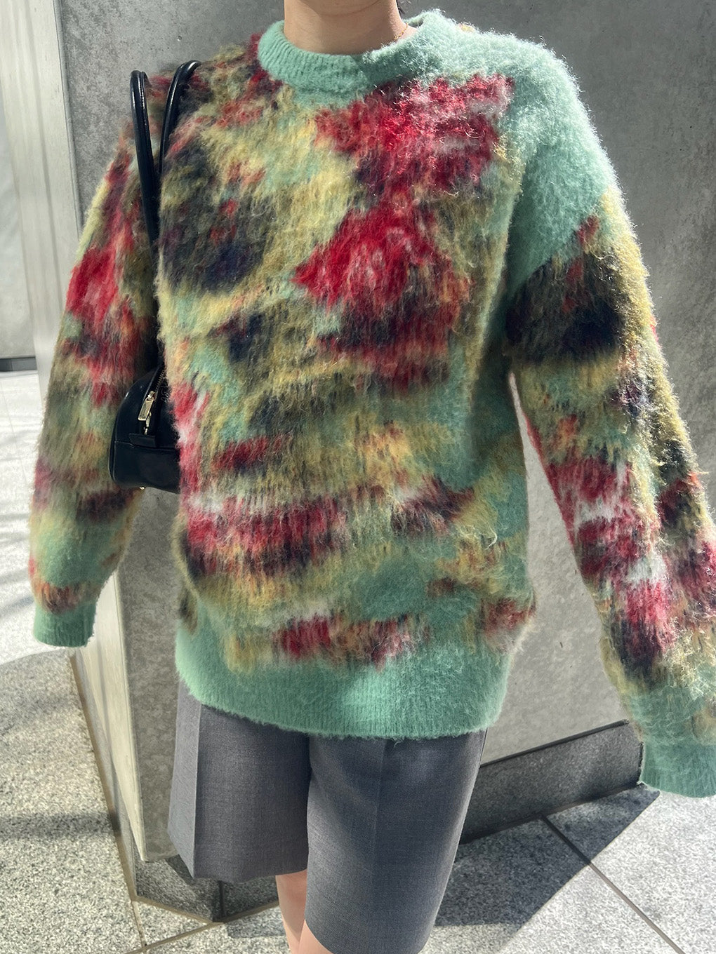 WILTED FLOWER MOHAIR JACQUARD KNIT TOP