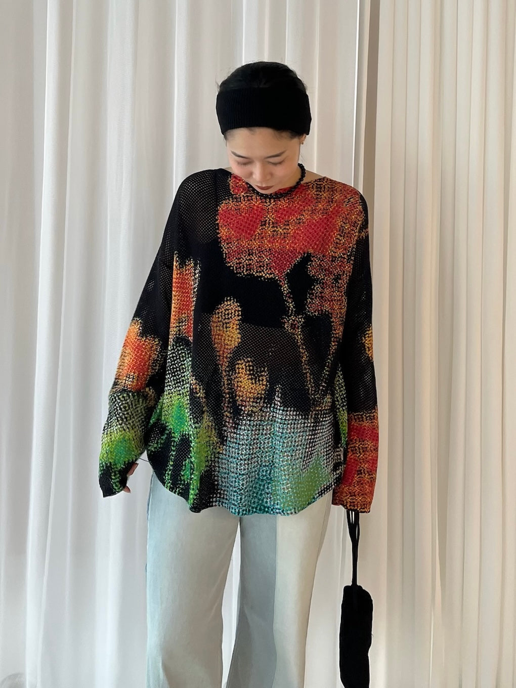 LOW RESOLUTION FLOWER KNIT TOP