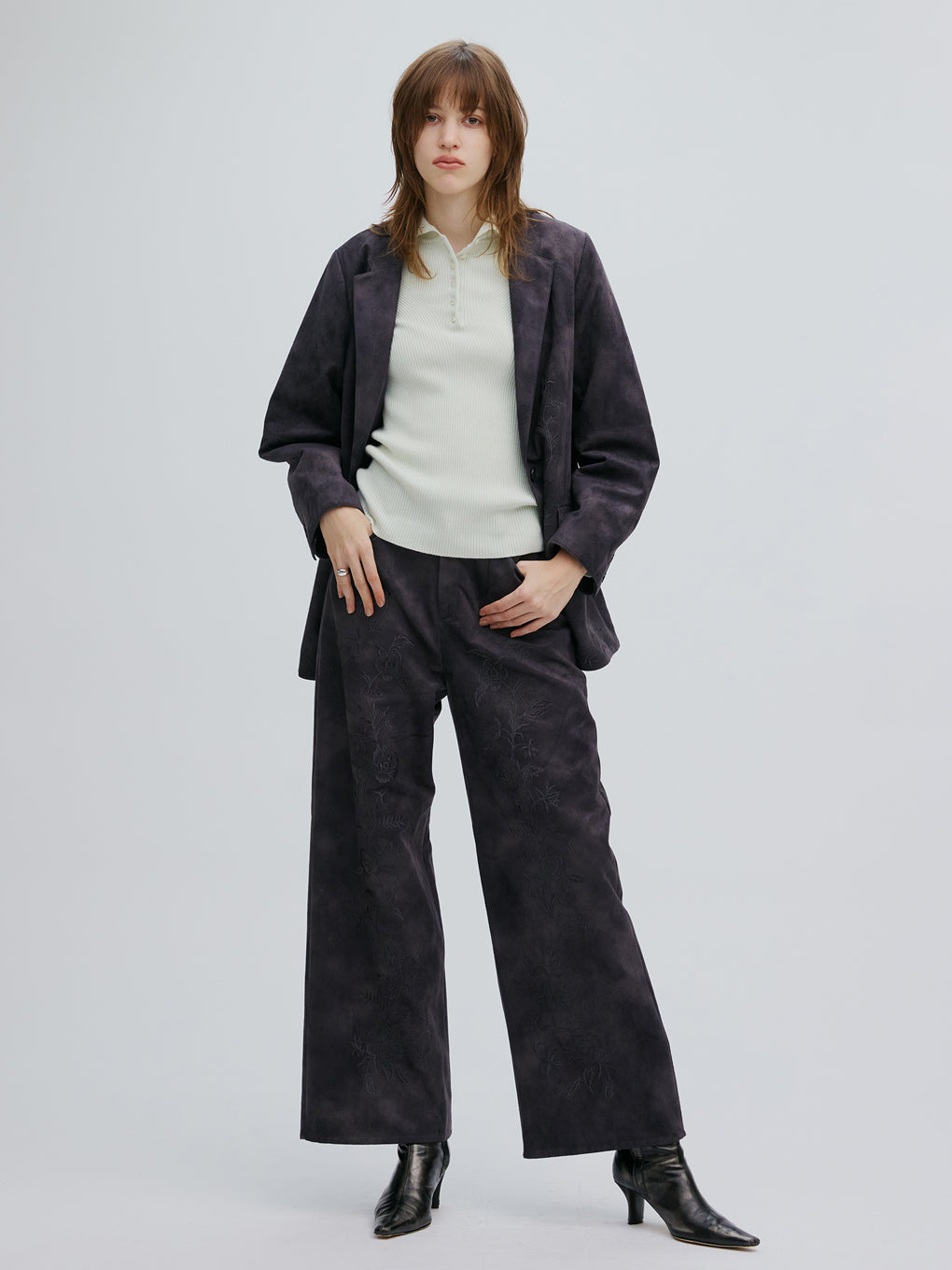 SYNTHETIC SUEDE EMBROIDERY PANTS