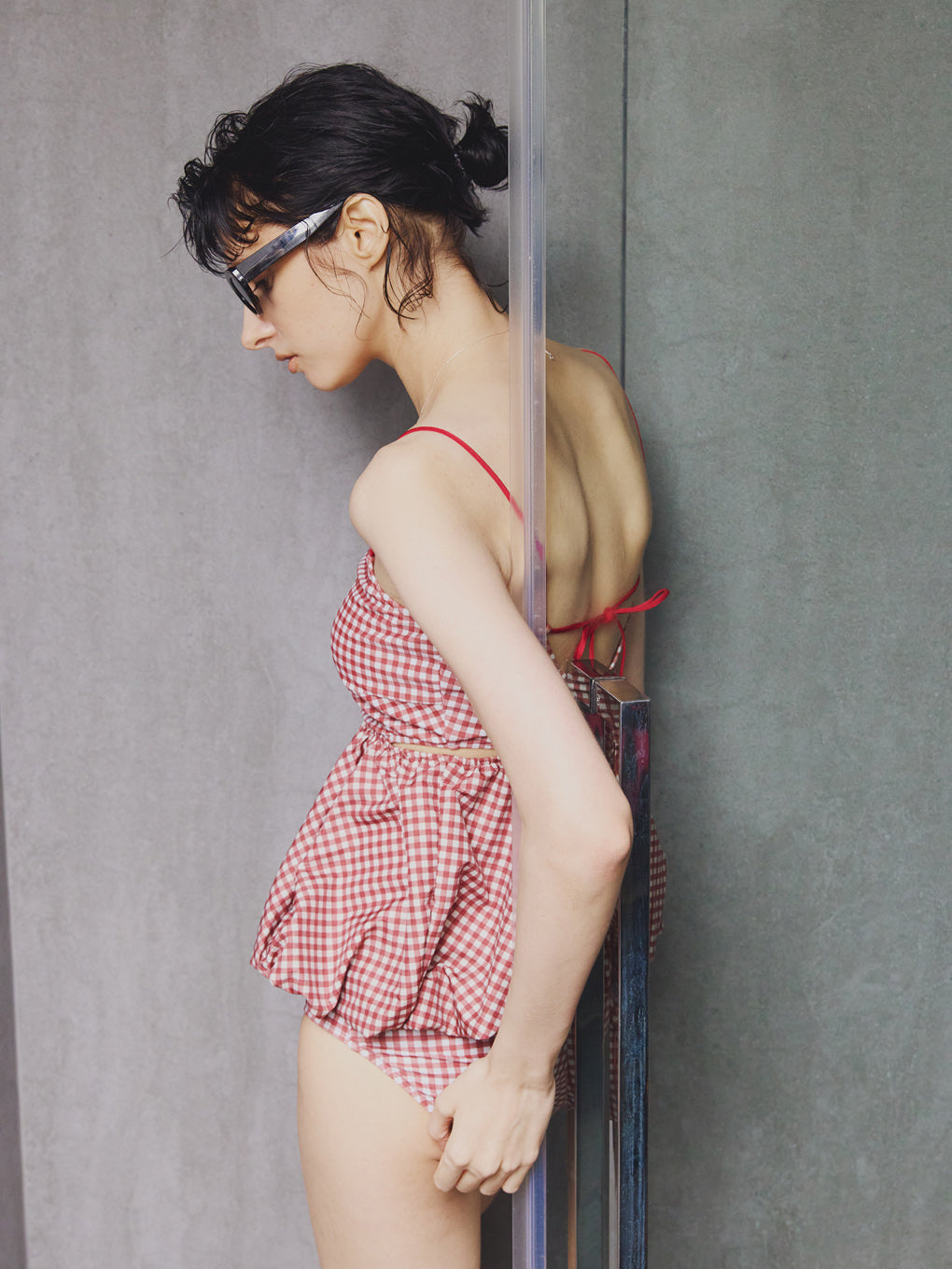 GINGHAM CHECK BALLOON SWIM WEAR