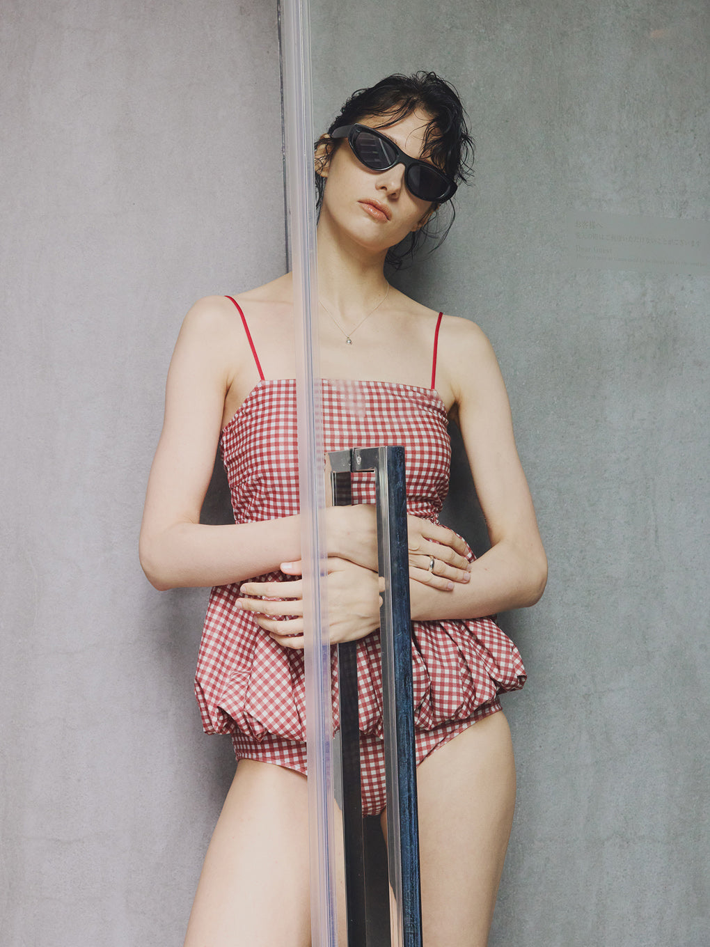 GINGHAM CHECK BALLOON SWIM WEAR