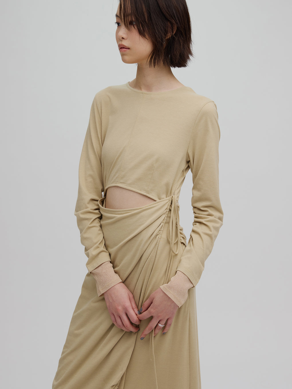 WAIST TIE LAYERD DRESS