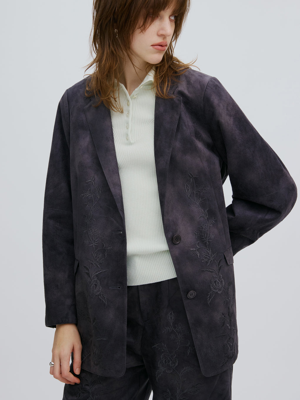 SYNTHETIC SUEDE EMBROIDERY JACKET
