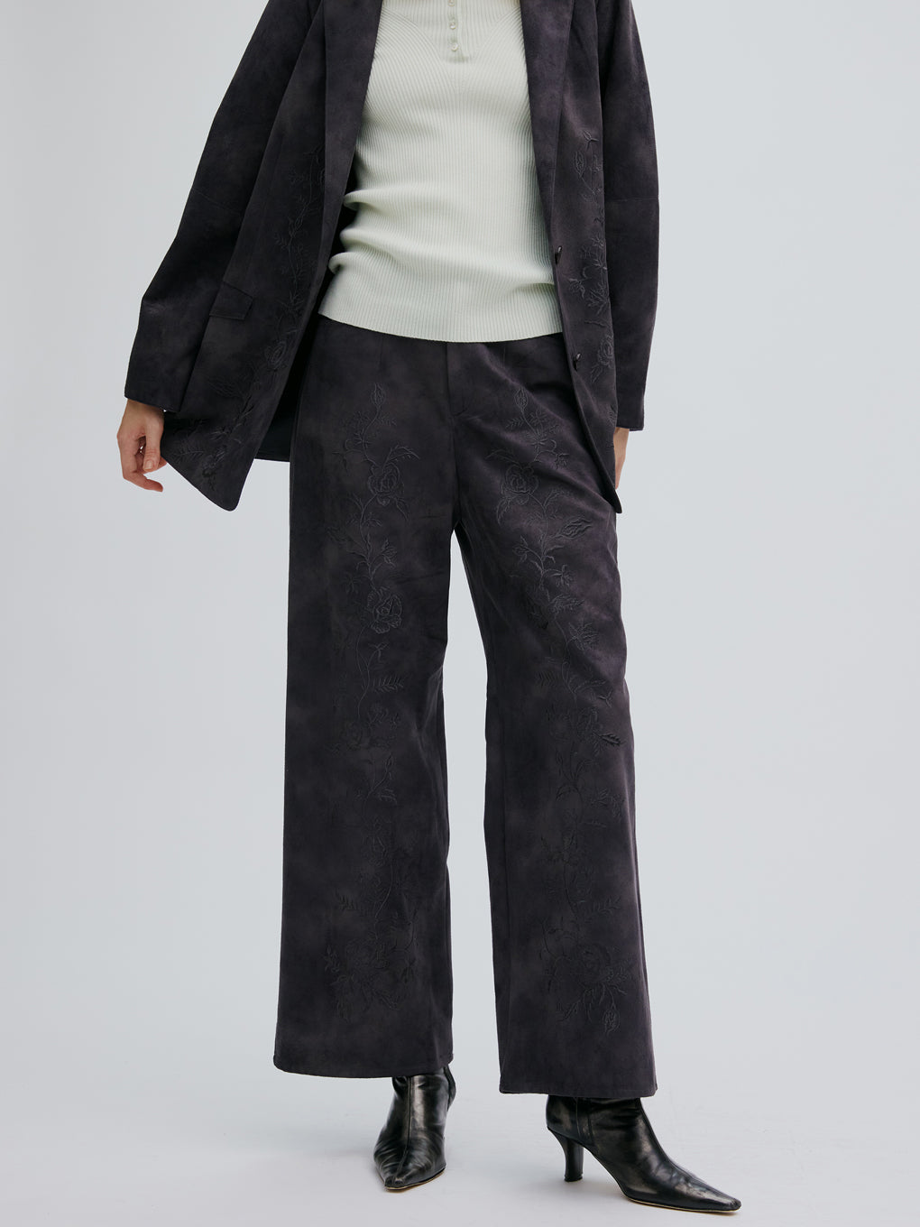 SYNTHETIC SUEDE EMBROIDERY PANTS
