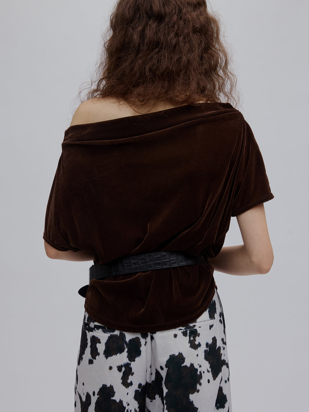 2WAY DRAPE VELOUR TOP