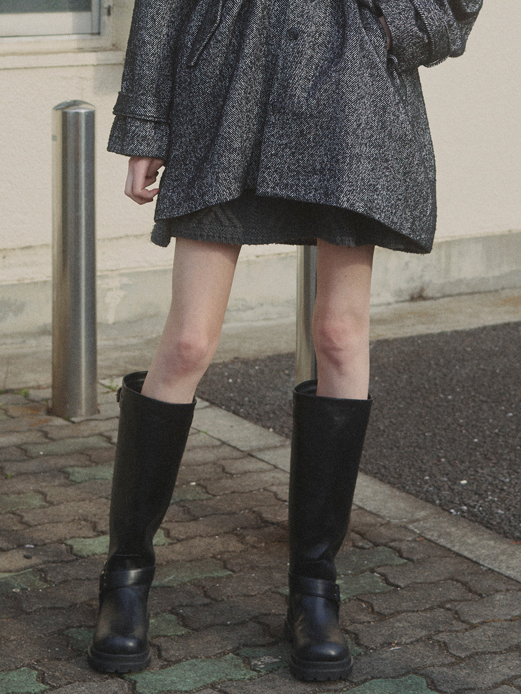 SIDE WAVE BUCKLE LONG BOOTS