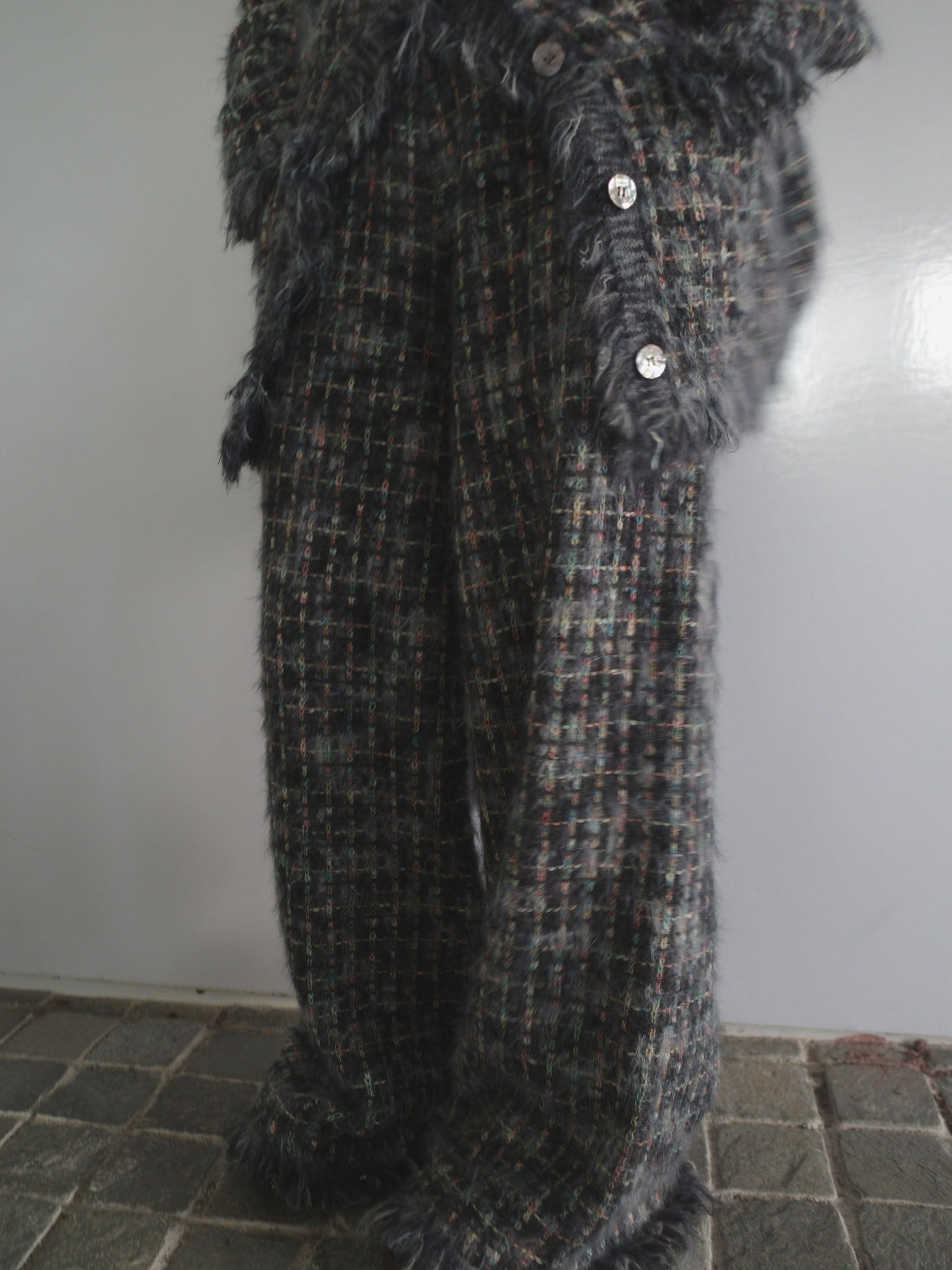 TWEED FRINGE KNIT PANTS