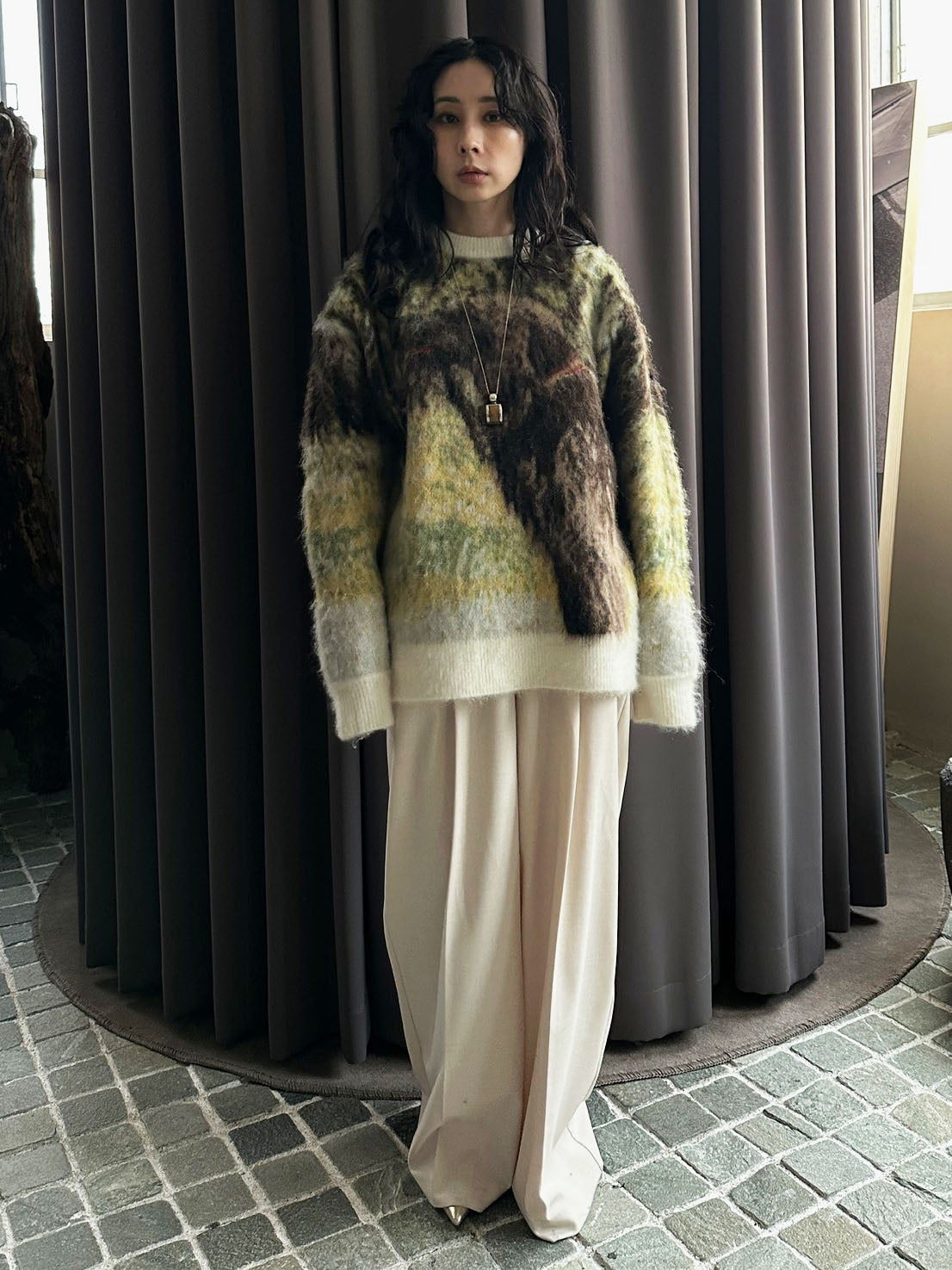 DOG MOHAIR JACQUARD KNIT TOP