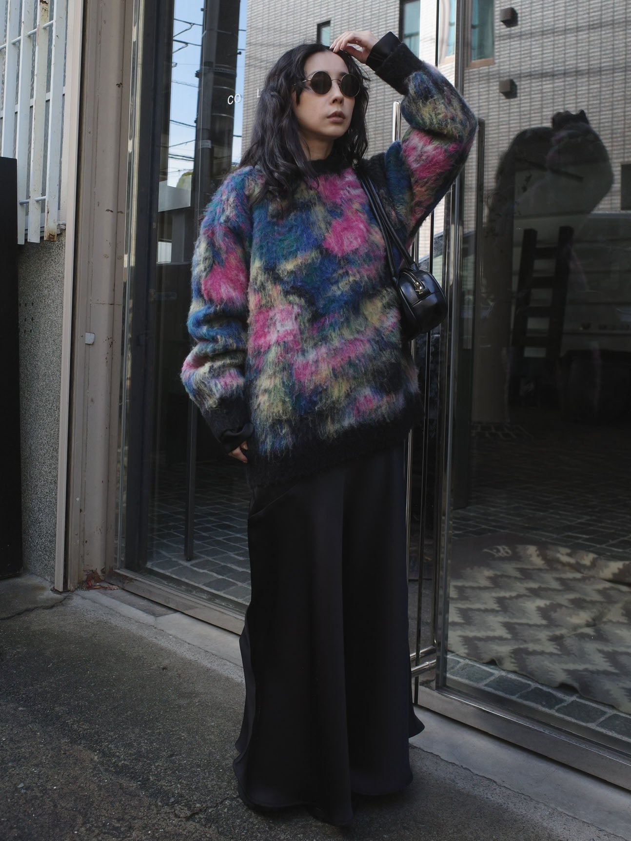 WILTED FLOWER MOHAIR JACQUARD KNIT TOP