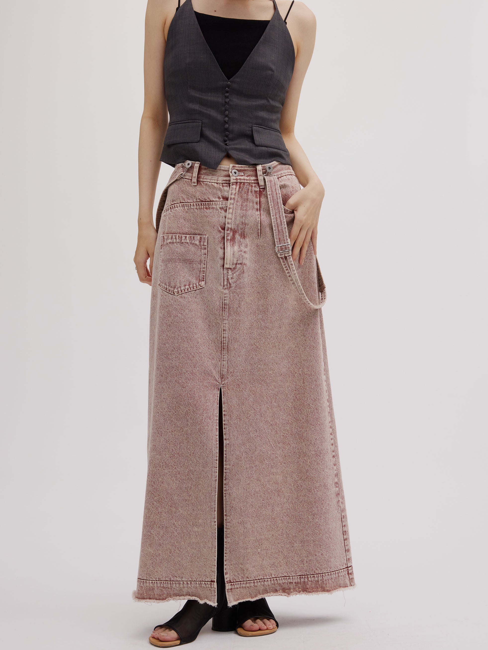 MEDI INVERT SUSPENDER DENIM SKIRT