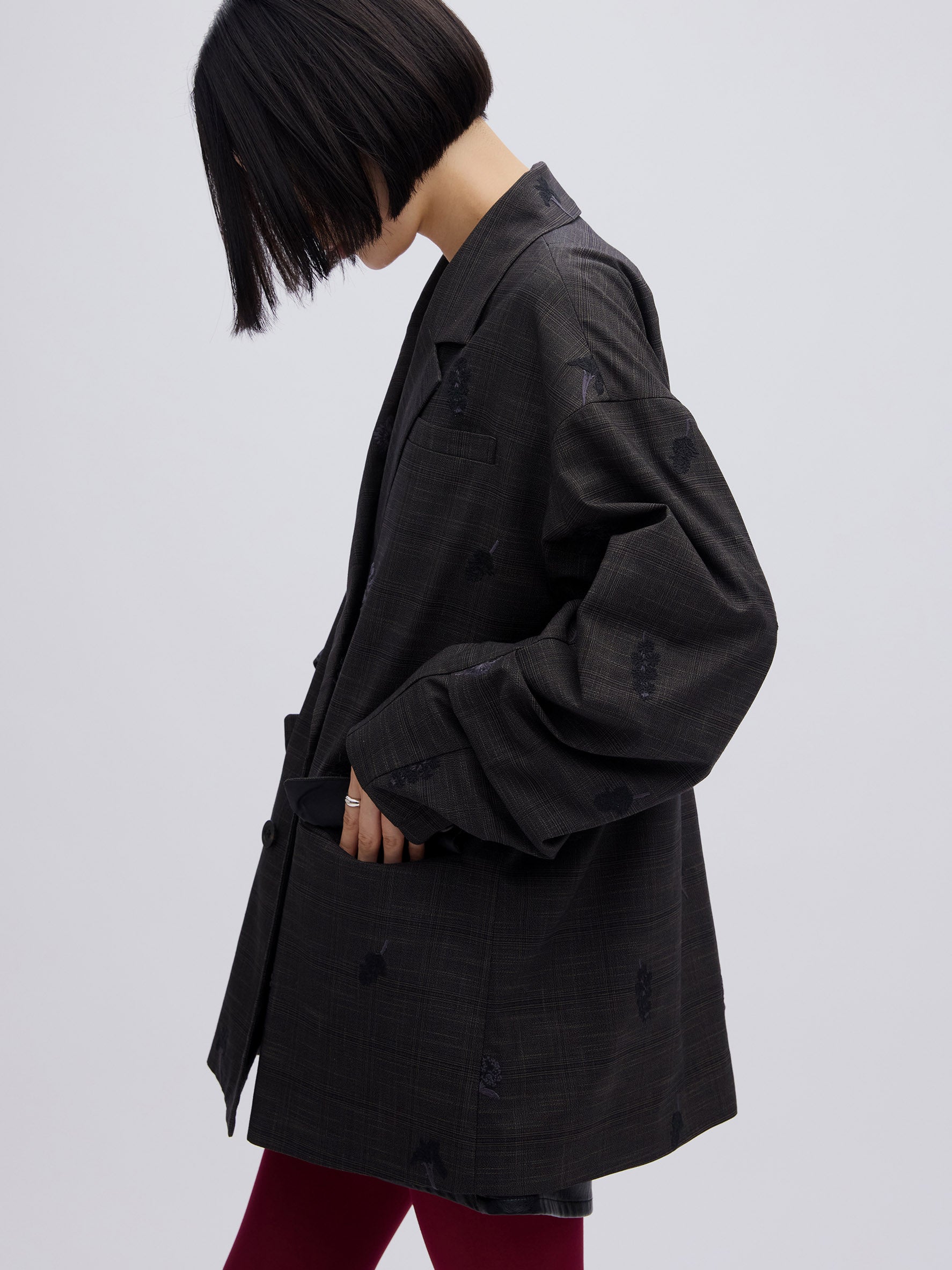 CHECK FLOWER PAPA JACKET