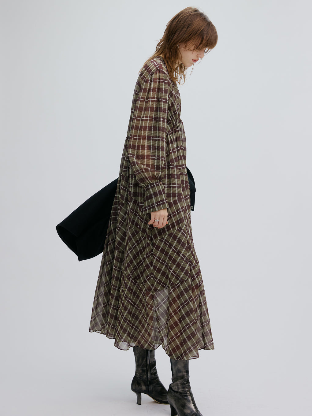 IRREGULAR PLAID PATTERN DRESS