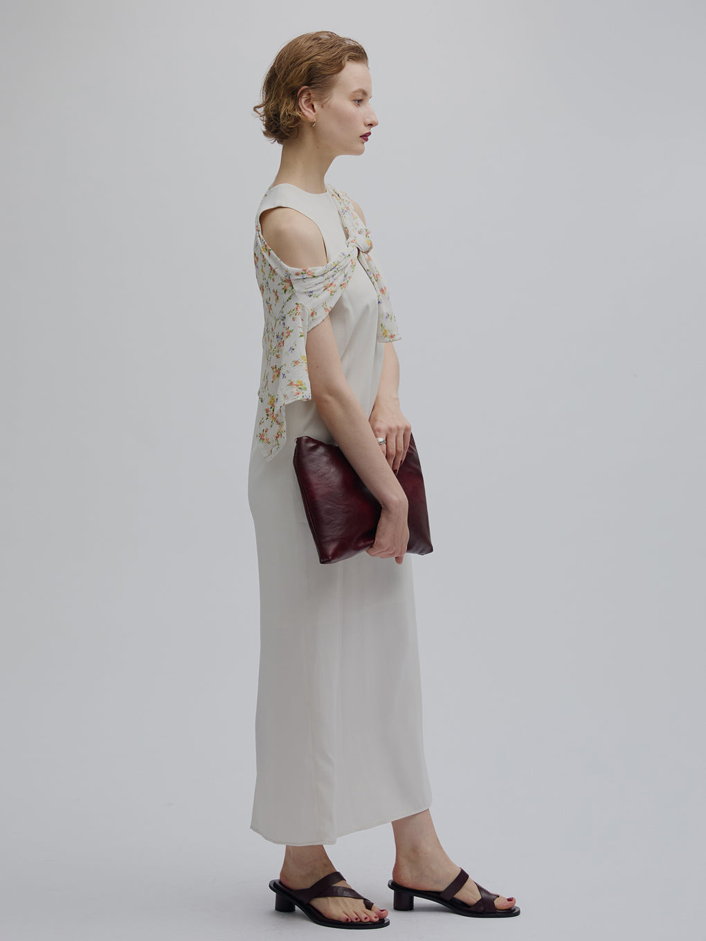 SHEER RIB CARDIGAN WITH STRAIGHT DRESS