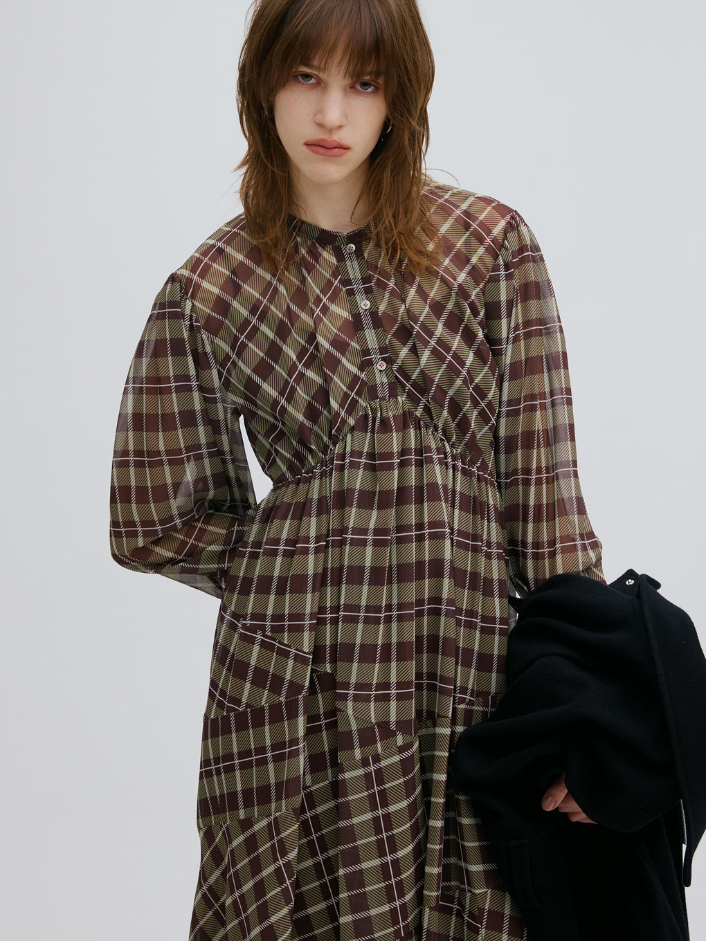IRREGULAR PLAID PATTERN DRESS