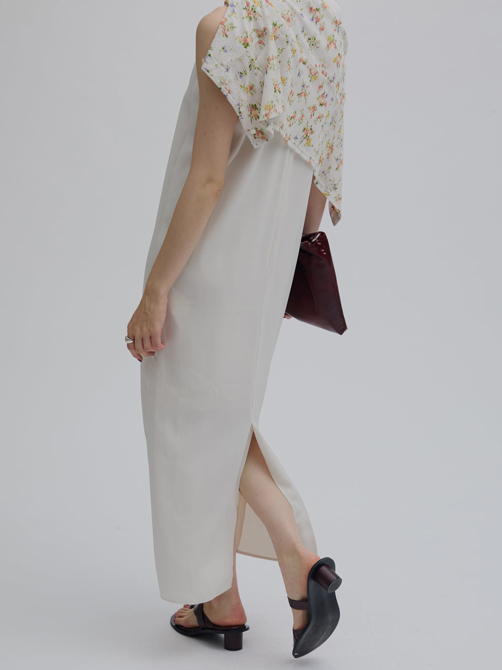 SHEER RIB CARDIGAN WITH STRAIGHT DRESS