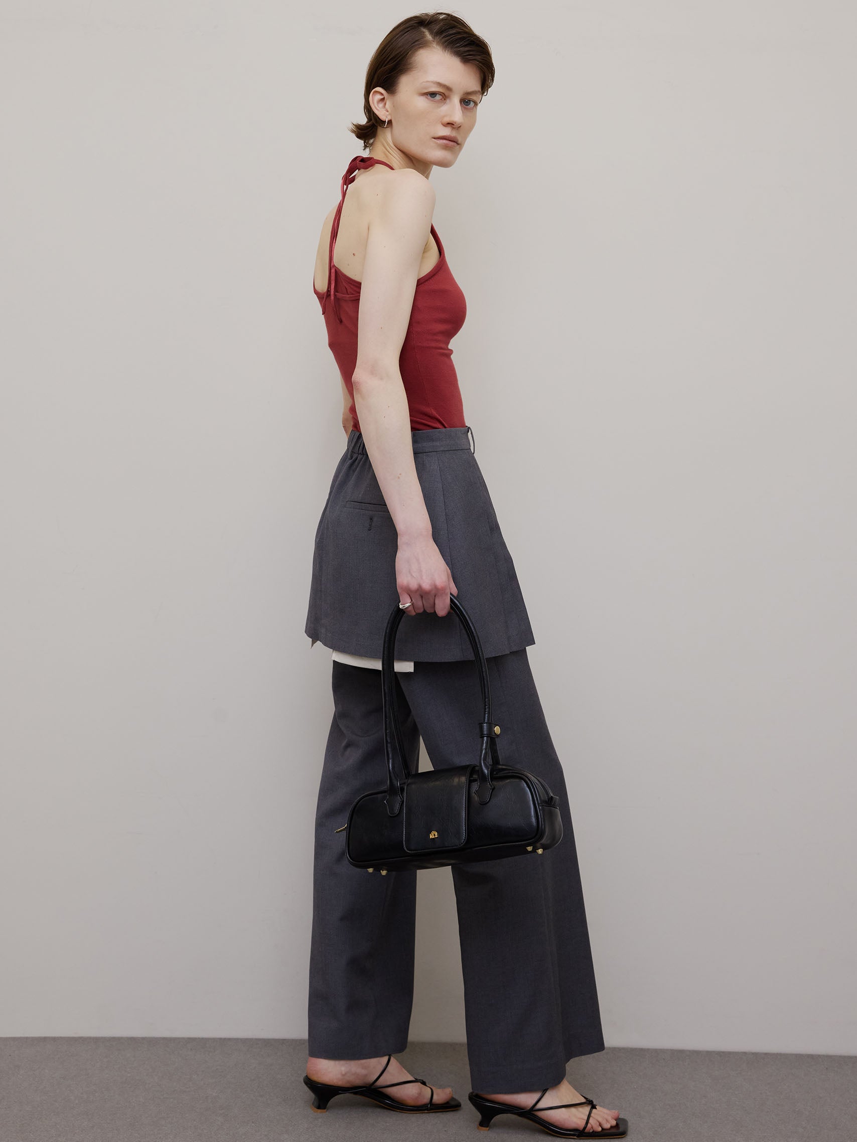 PLEATS MINI SKIRT SET PANTS