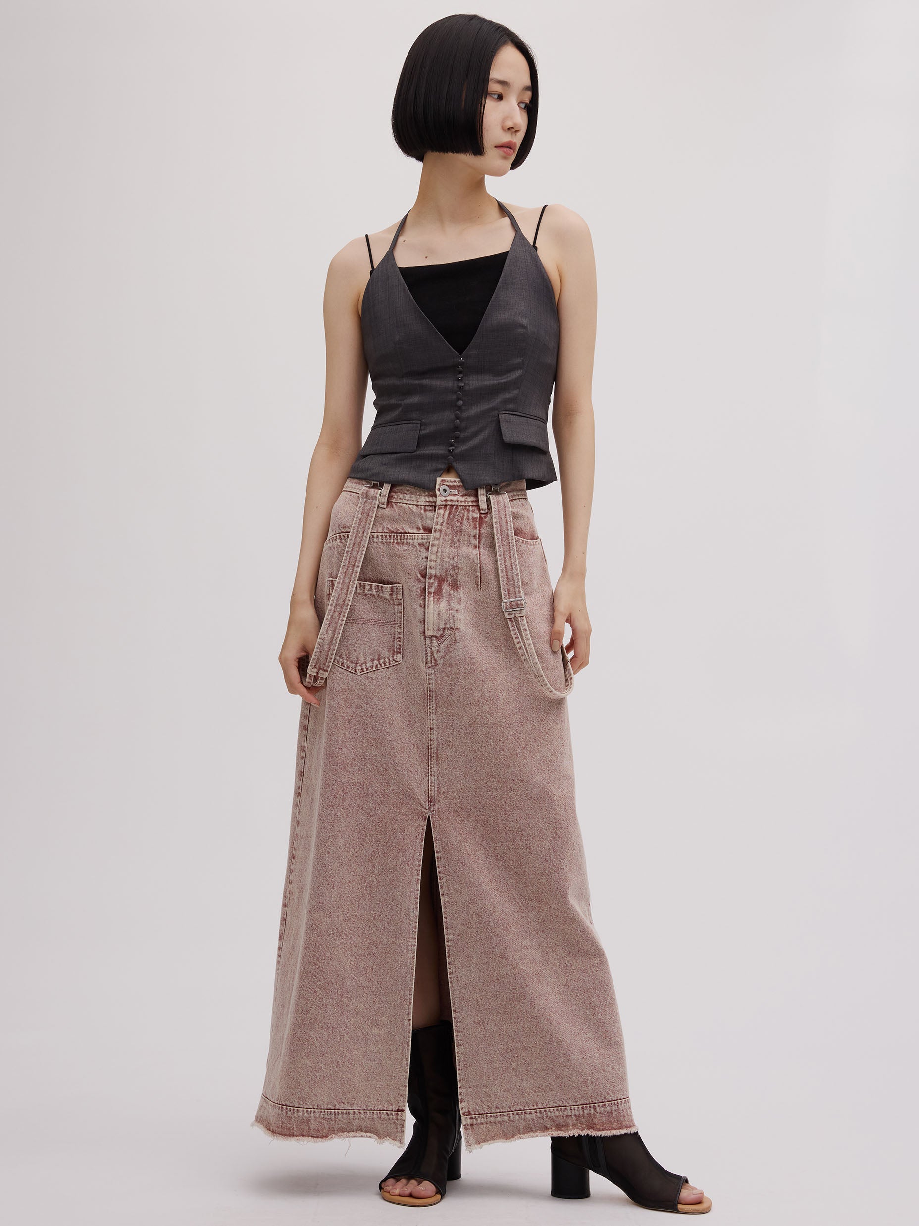 MEDI INVERT SUSPENDER DENIM SKIRT