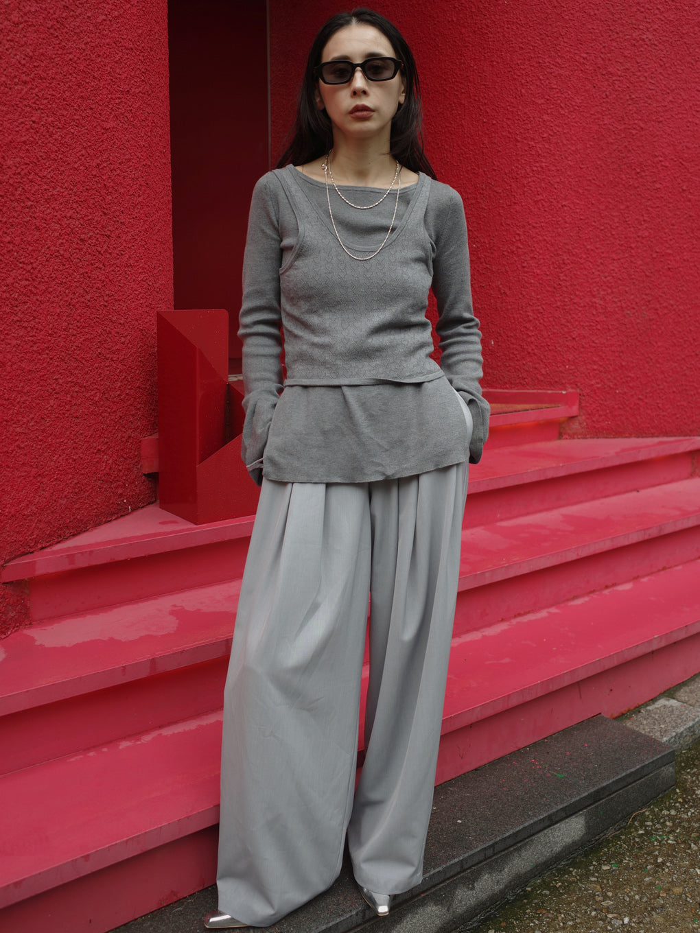 HEART TANK KNIT SET TOP