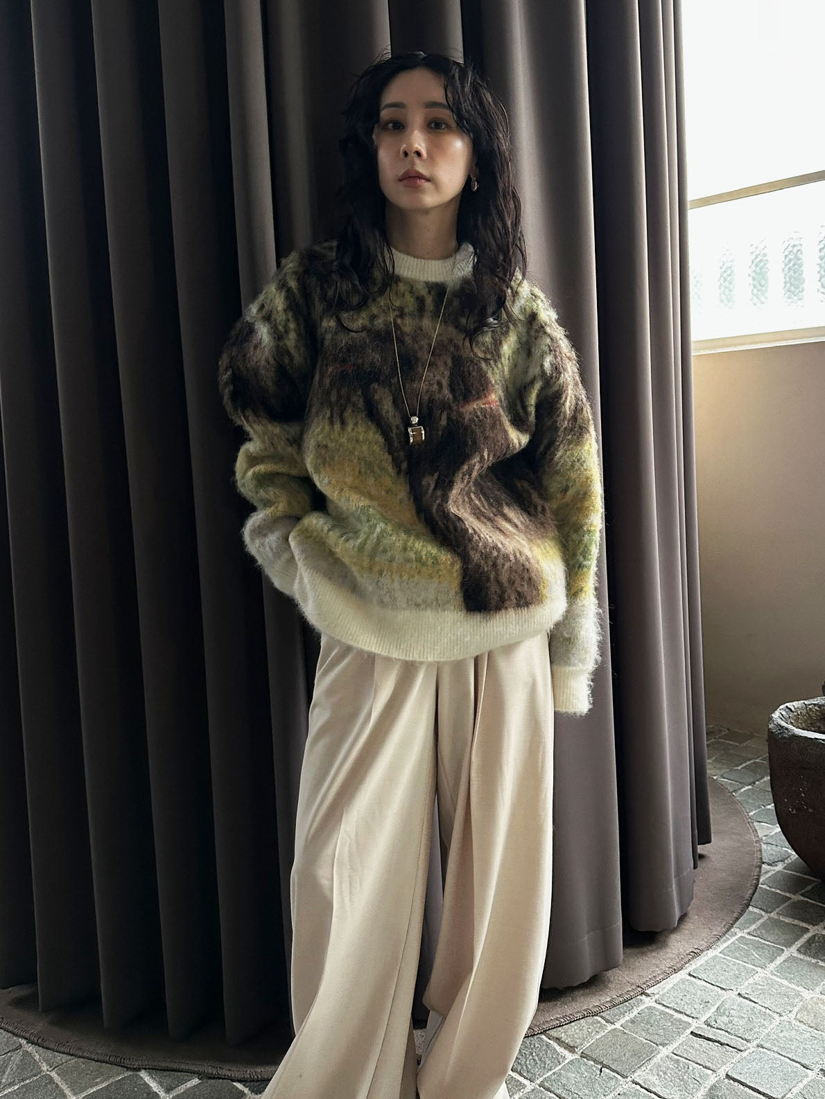 DOG MOHAIR JACQUARD KNIT TOP