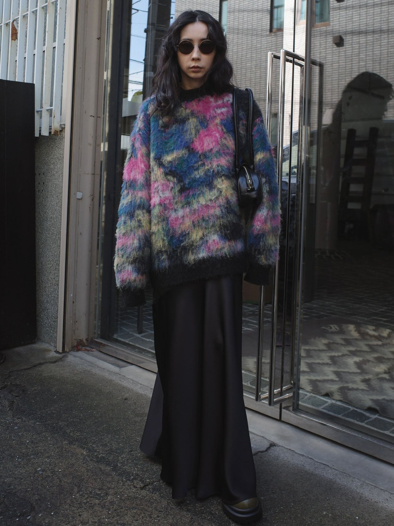 WILTED FLOWER MOHAIR JACQUARD KNIT TOP