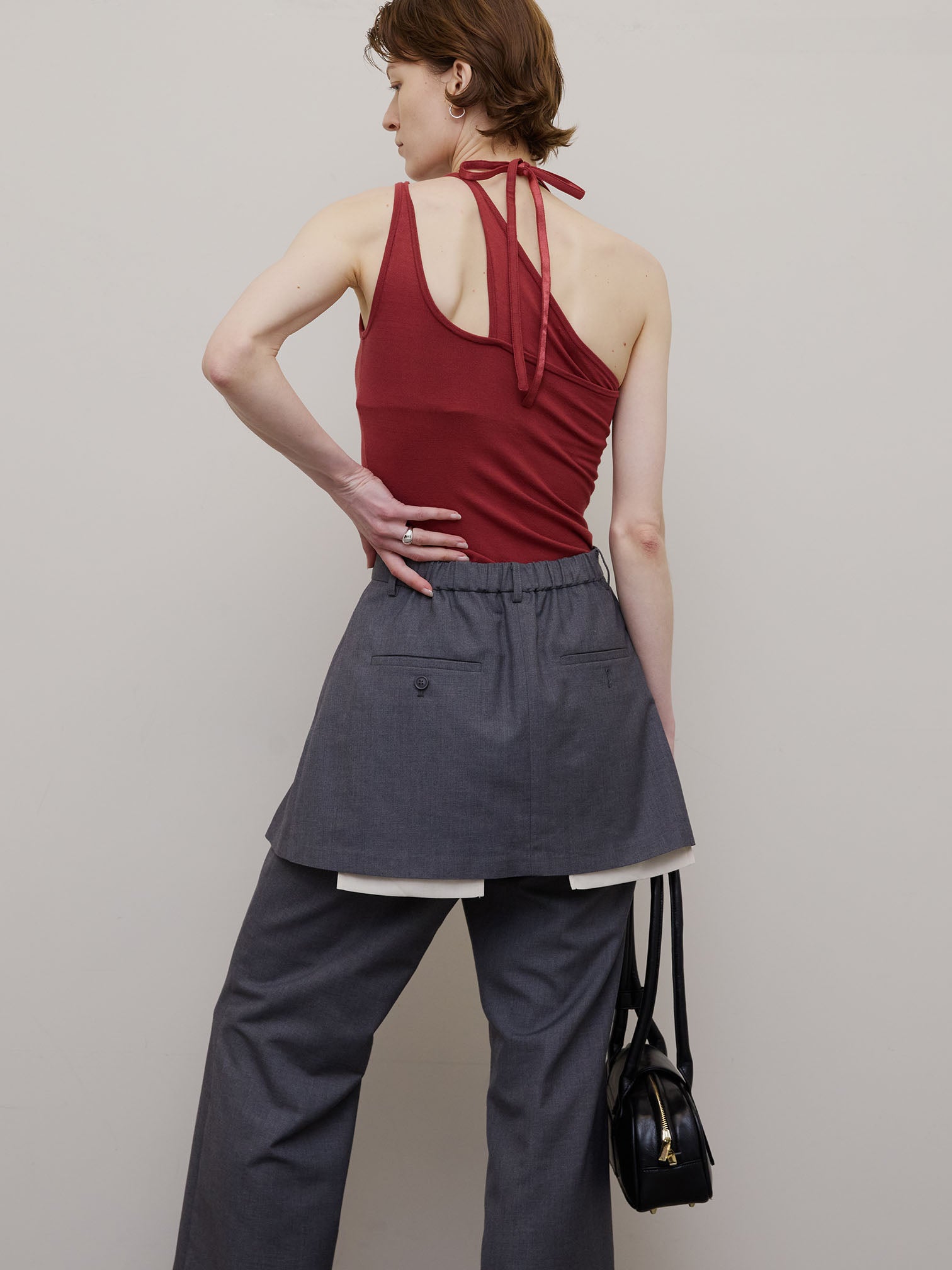 PLEATS MINI SKIRT SET PANTS