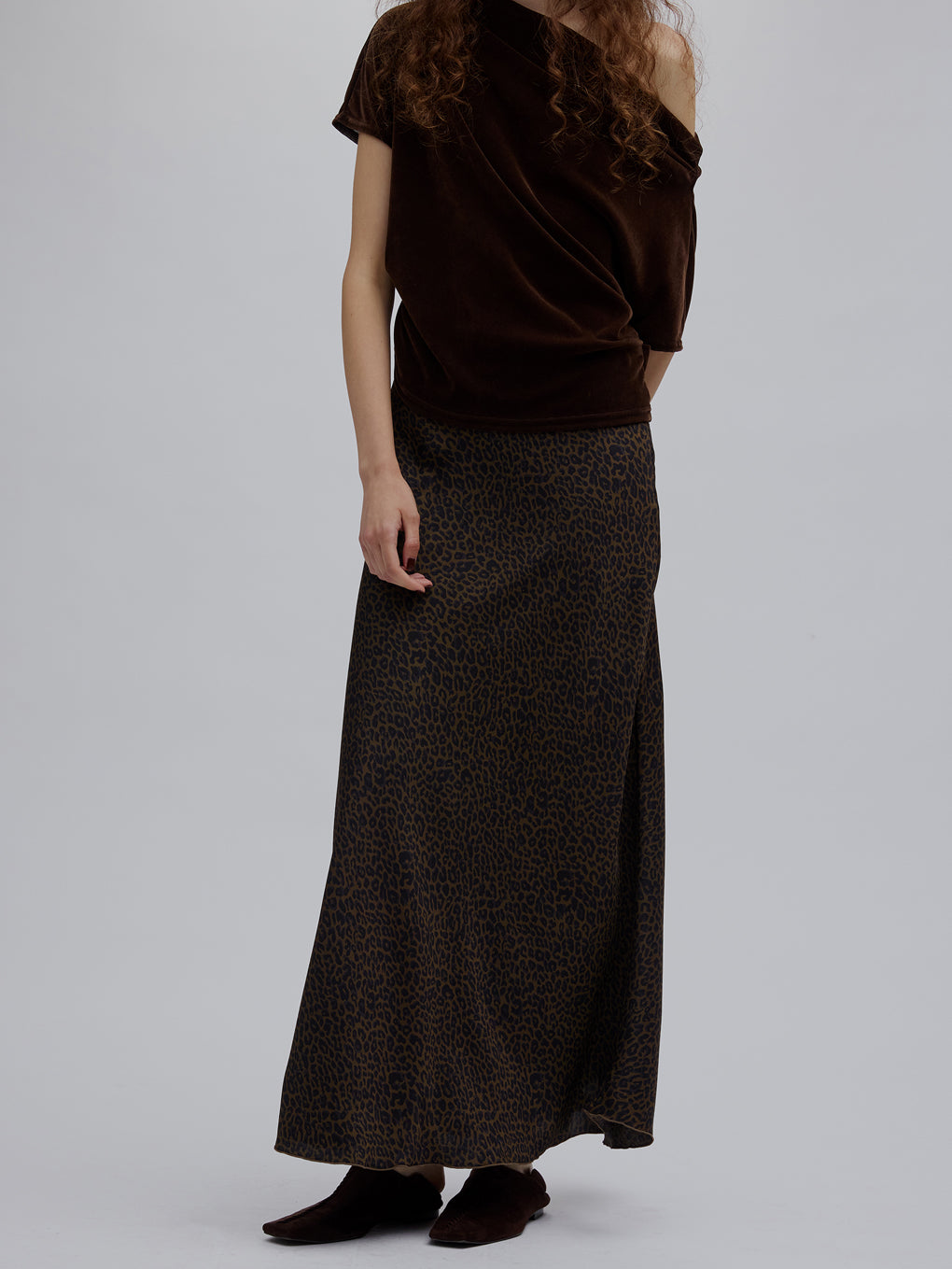 LEOPARD BIAS NARROW SKIRT