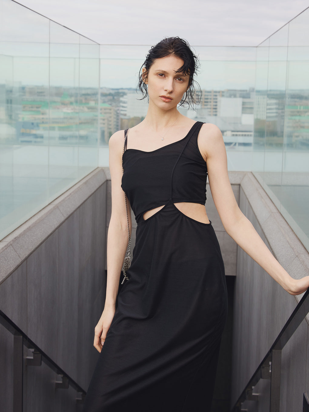 ASYMMETRY SHEER CAMISOLE SET SWIM WEAR