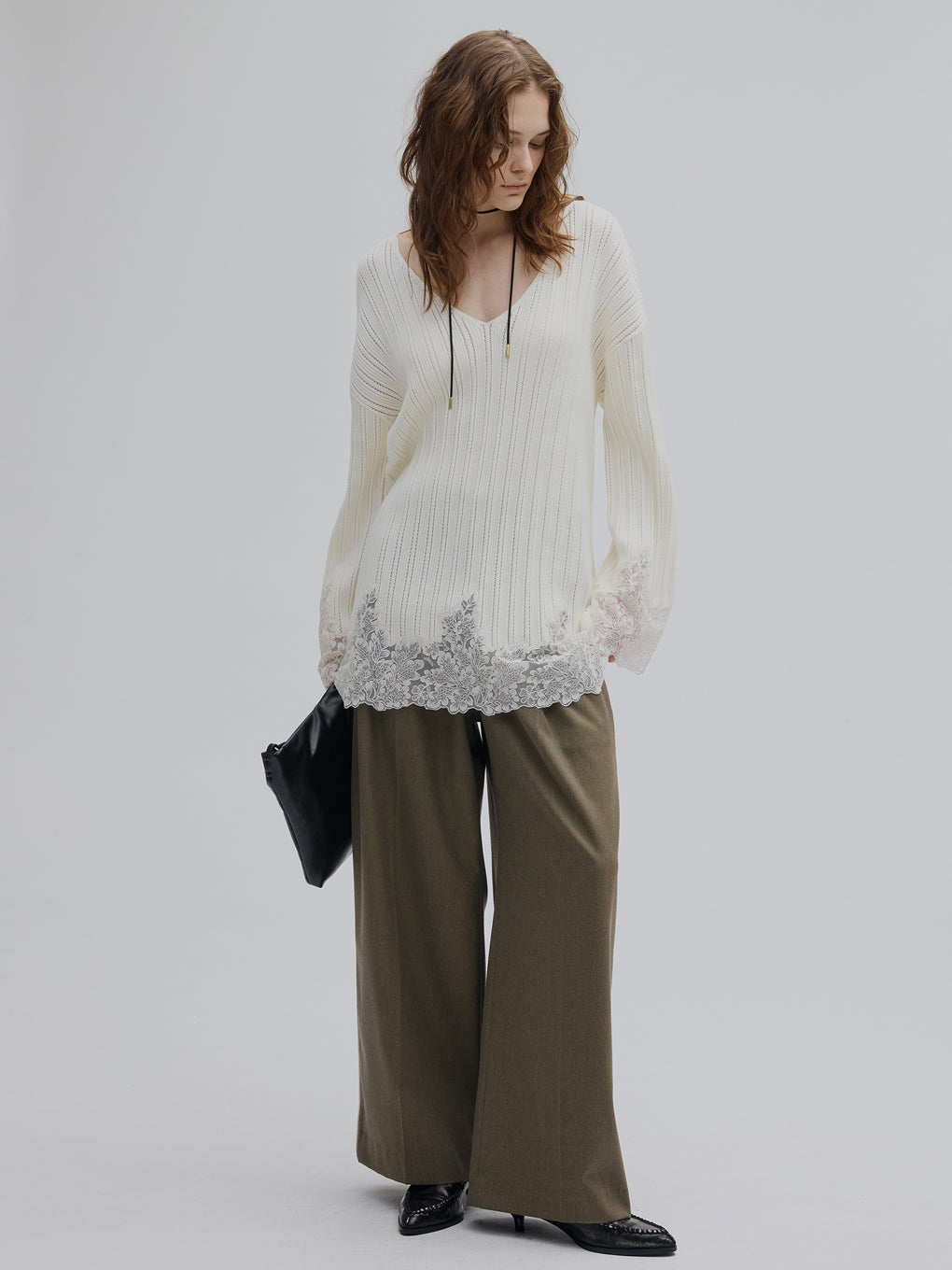 2WAY LACE DOCKING LADY KNIT TOP