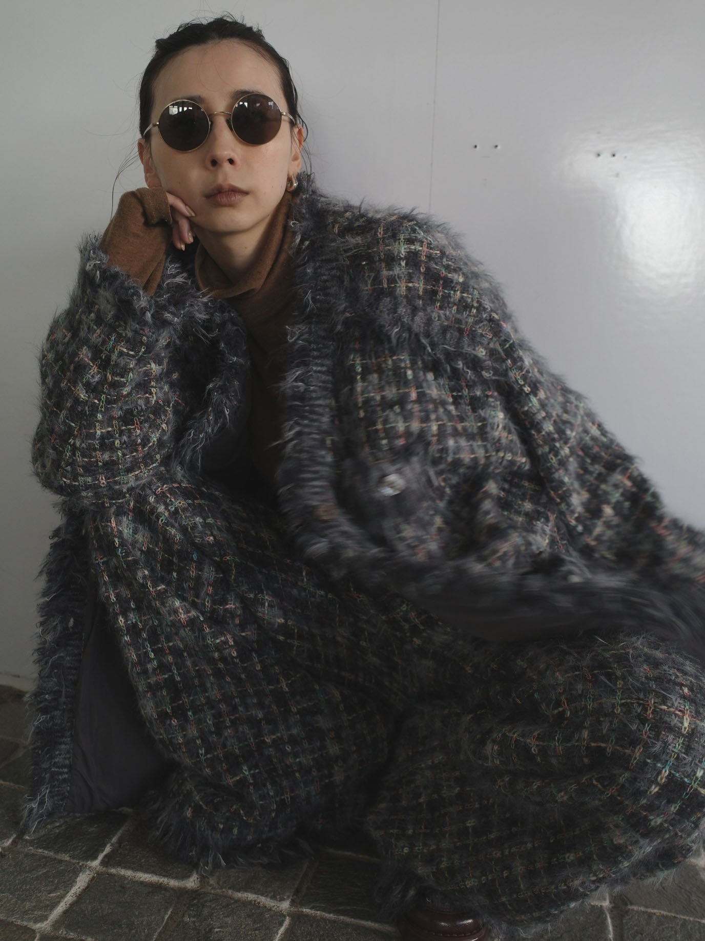 TWEED FRINGE KNIT CARDIGAN