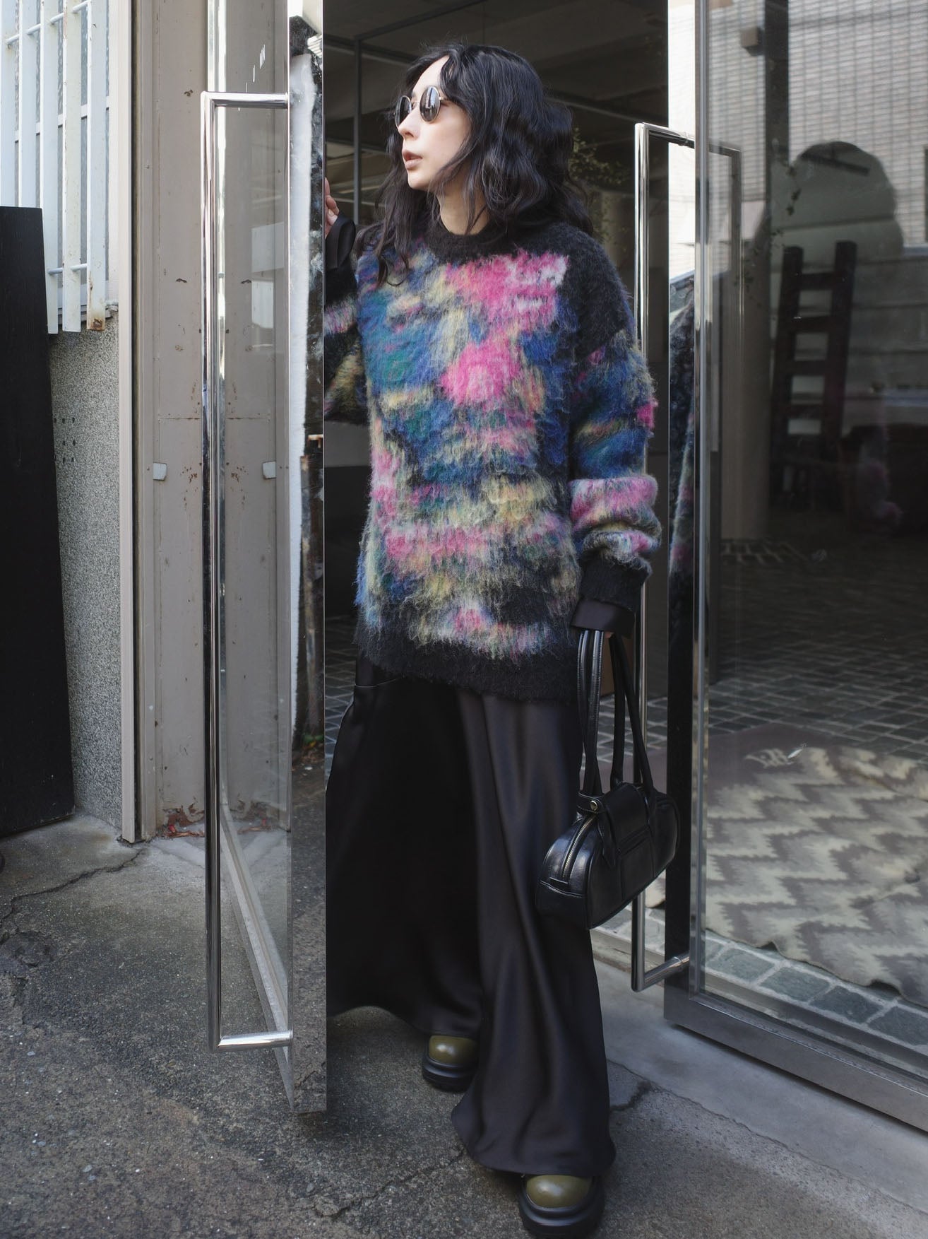 WILTED FLOWER MOHAIR JACQUARD KNIT TOP
