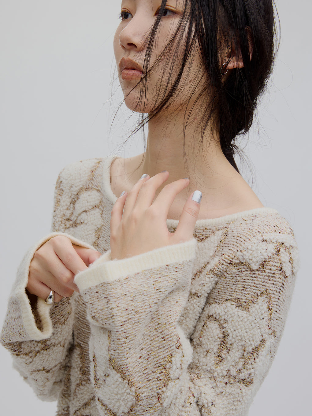 LOOP BLOOM GLOW JACQUARD KNIT DRESS