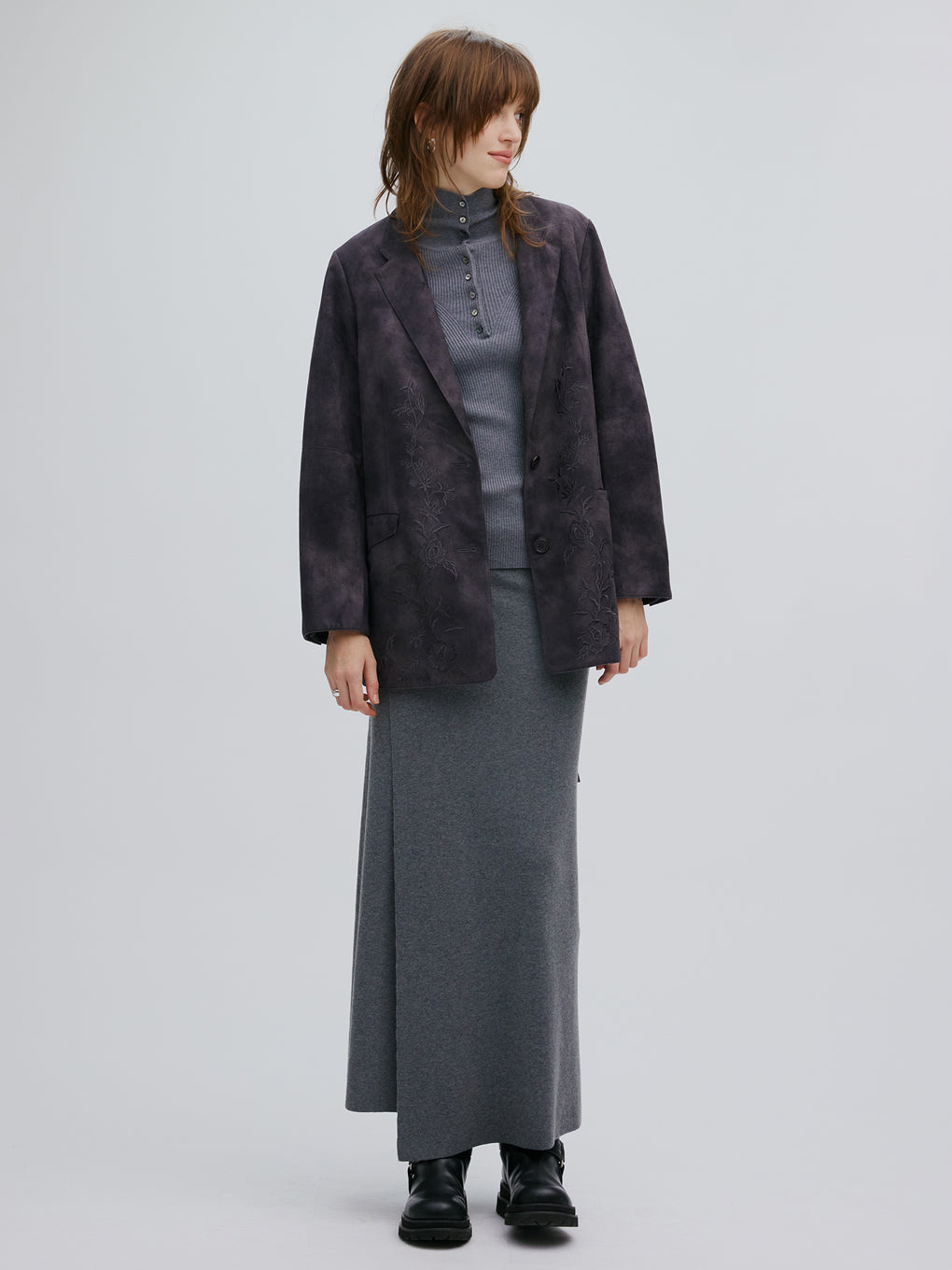 SYNTHETIC SUEDE EMBROIDERY JACKET