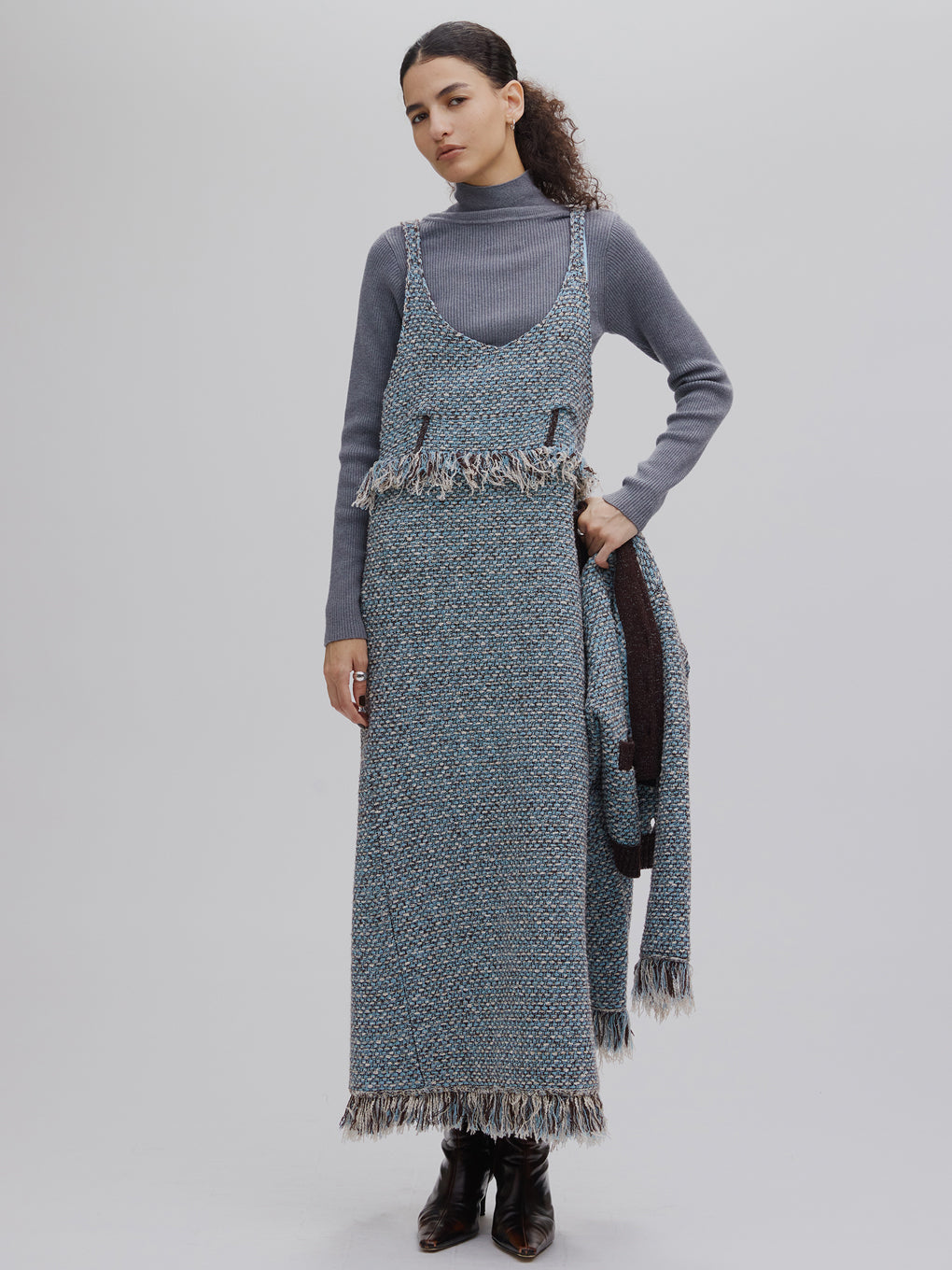 UND TWEED JUMPER SKIRT KNIT DRESS