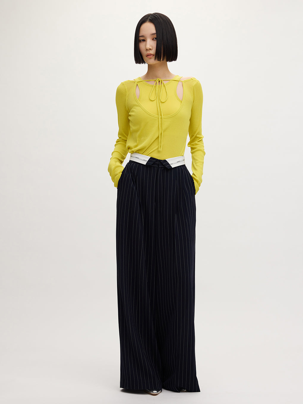 TURN BACK WAIST WIDE PANTS