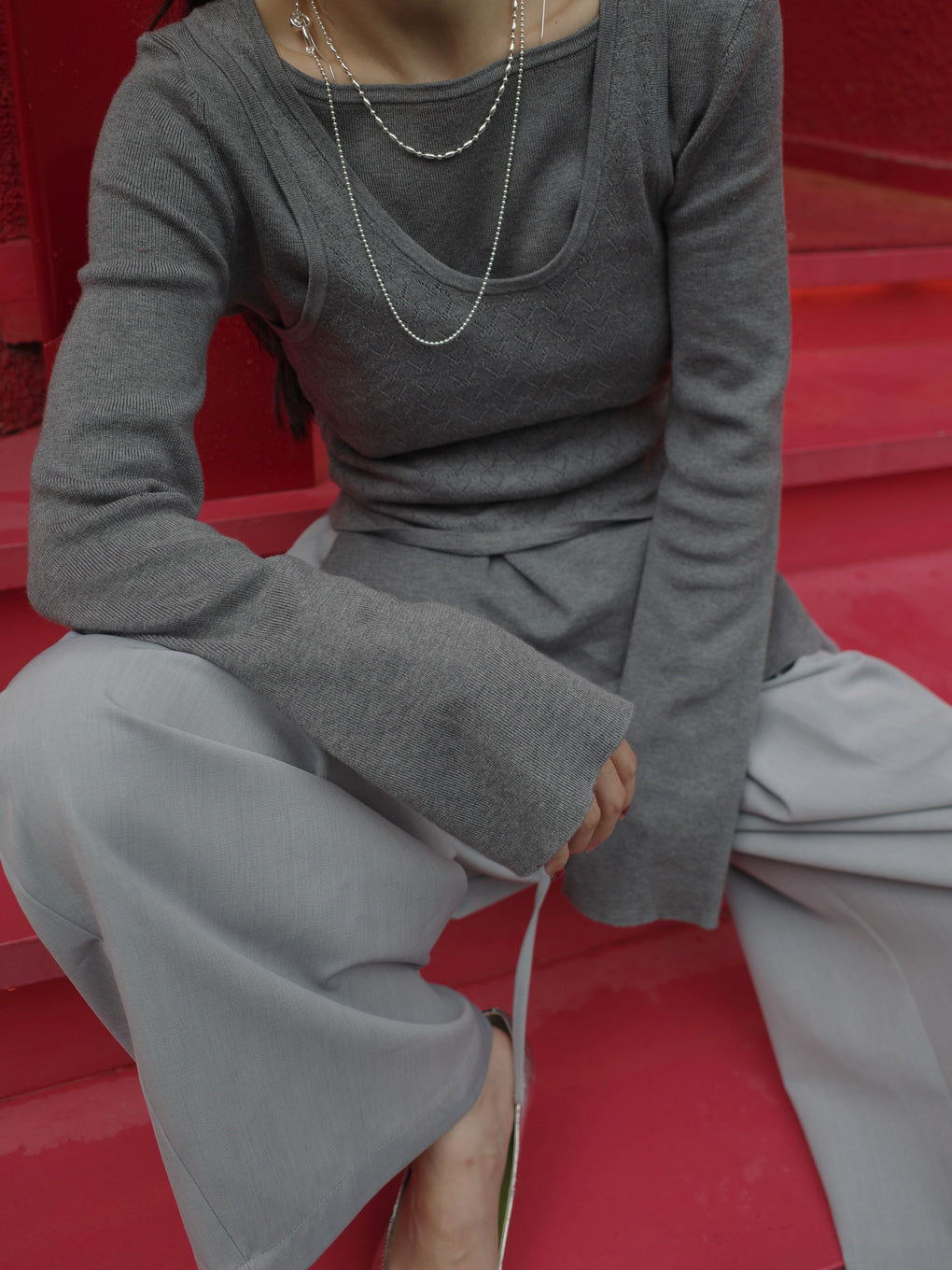 HEART TANK KNIT SET TOP