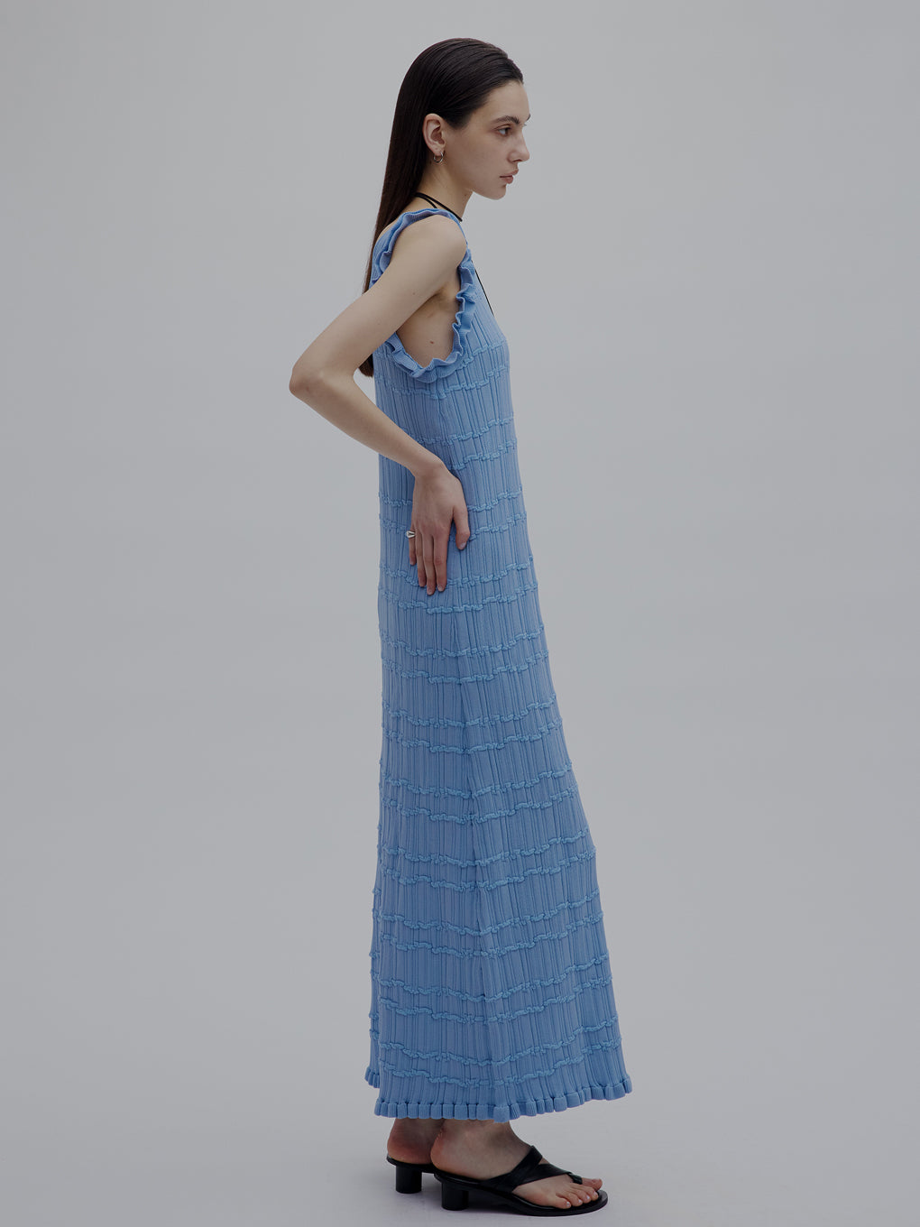 MEDI 2WAY WAVY FRILL KNIT DRESS