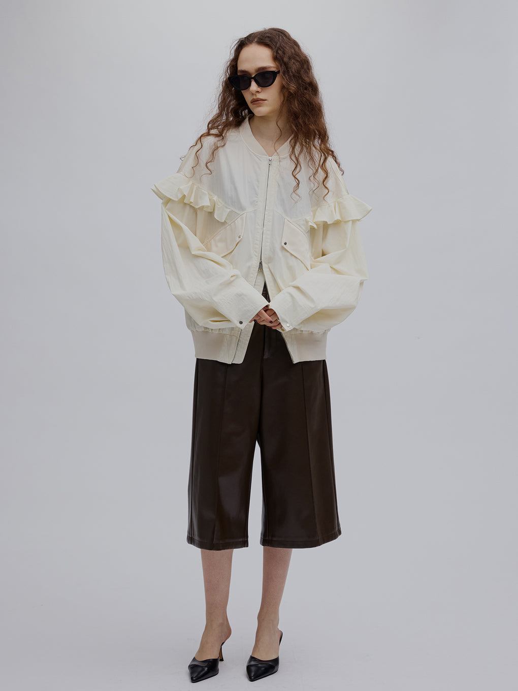 SYNTHETIC LEATHER BERMUDA PANTS