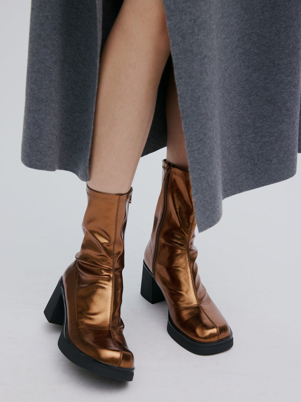 SYNTHETIC LEATHER PLATFORM BOOTS