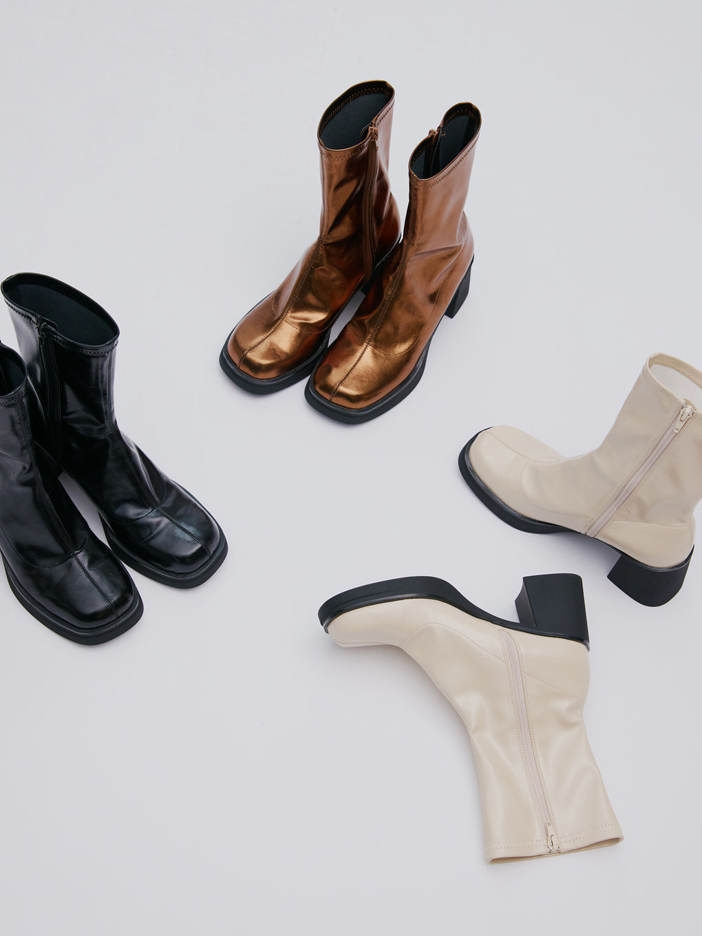 SYNTHETIC LEATHER PLATFORM BOOTS