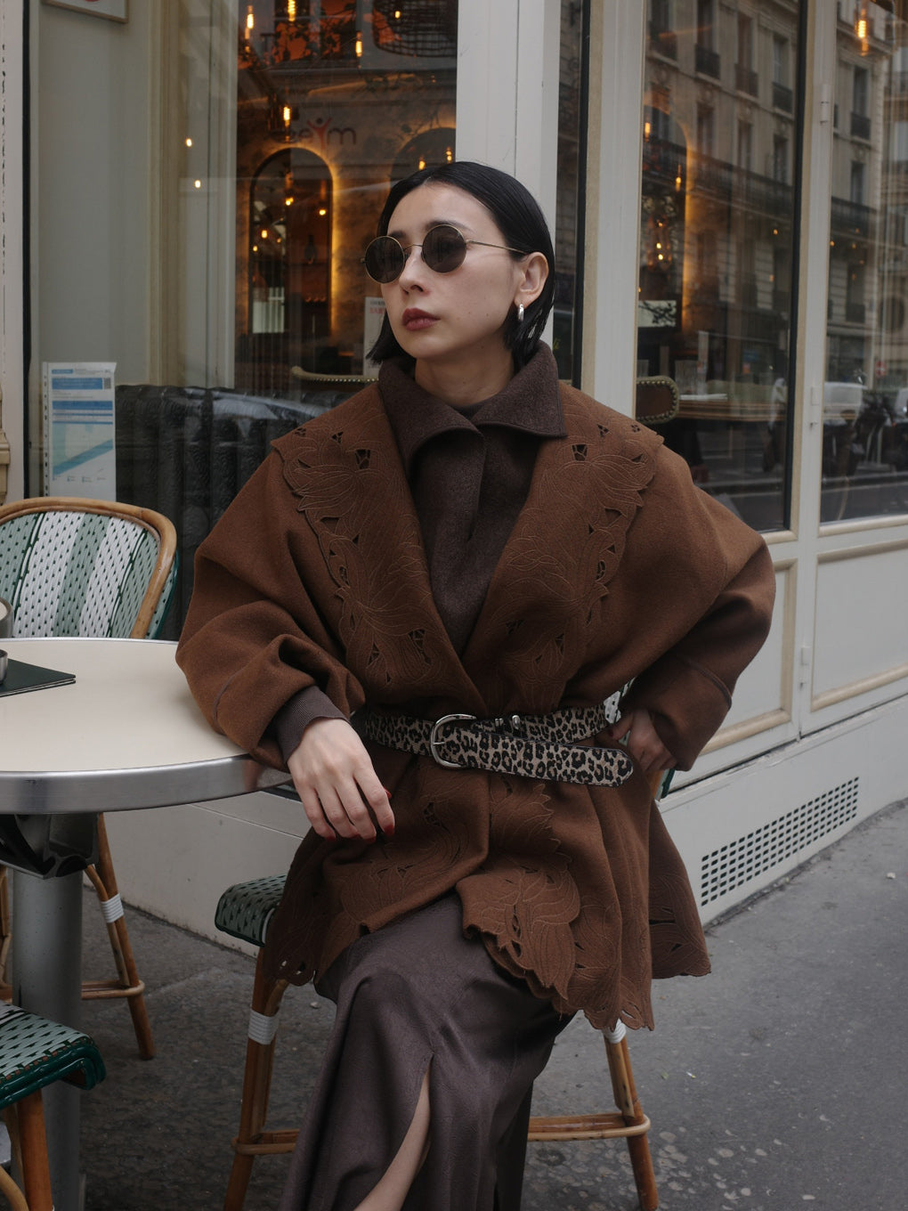 WOOL EMBROIDERY GOWN COAT