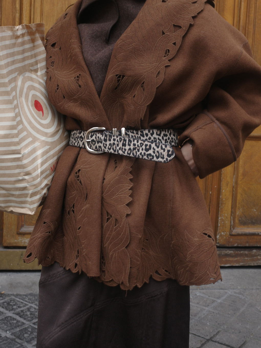 WOOL EMBROIDERY GOWN COAT
