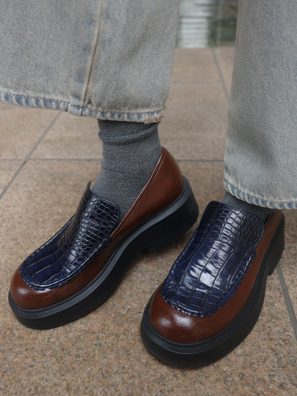 PLATFORM MIX MATERIAL LOAFER