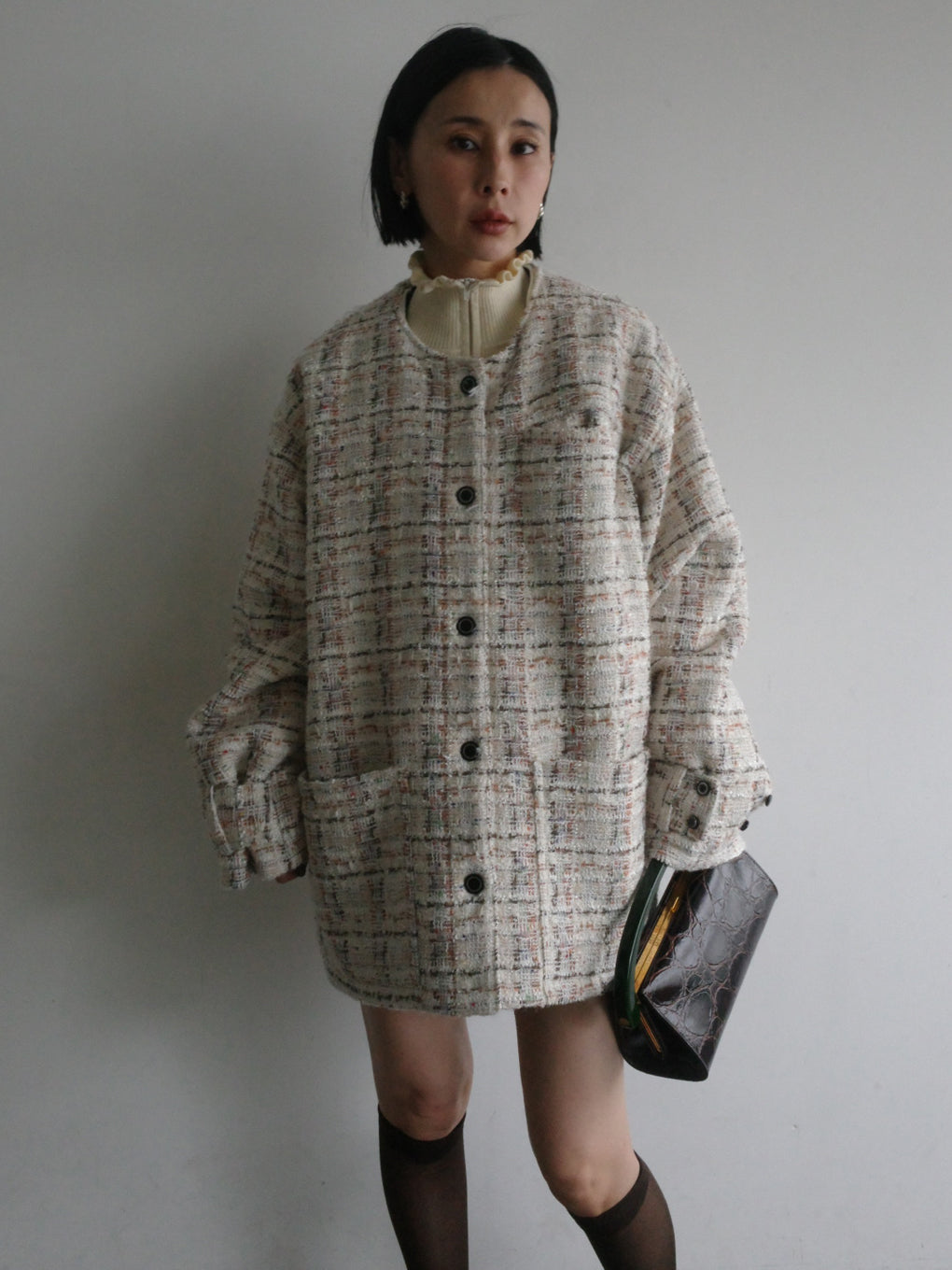UND 2WAY TEXTURE TWEED JACKET