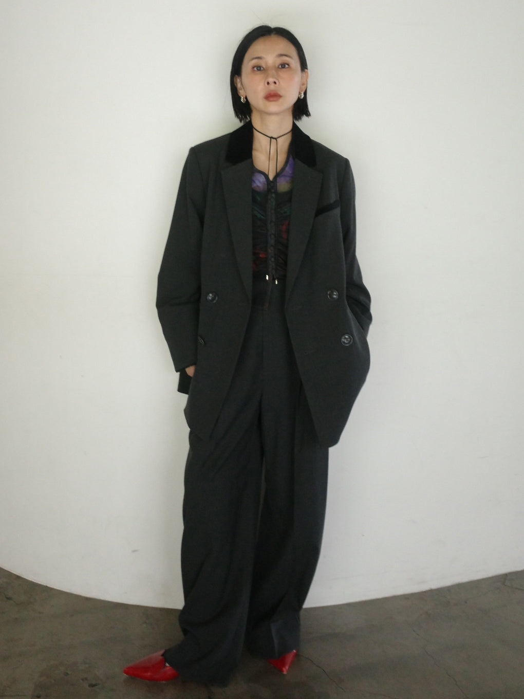 UND LINE DETAIL WIDE STRAIGHT PANTS